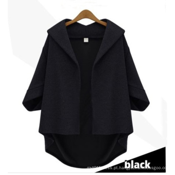 High Quality Popular japonês poncho casaco, V-Neck Batwing Loose quente senhoras Cape Coat